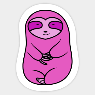 Happy Cozy Pink Sloth Bear Illustration Sticker